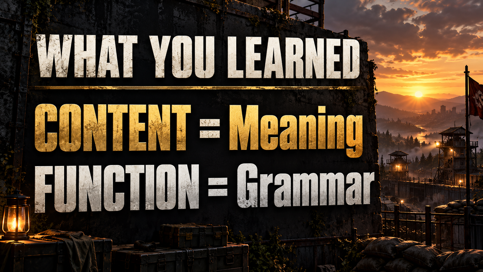 WHAT YOU LEARNED / CONTENT = Meaning / FUNCTION = Grammar