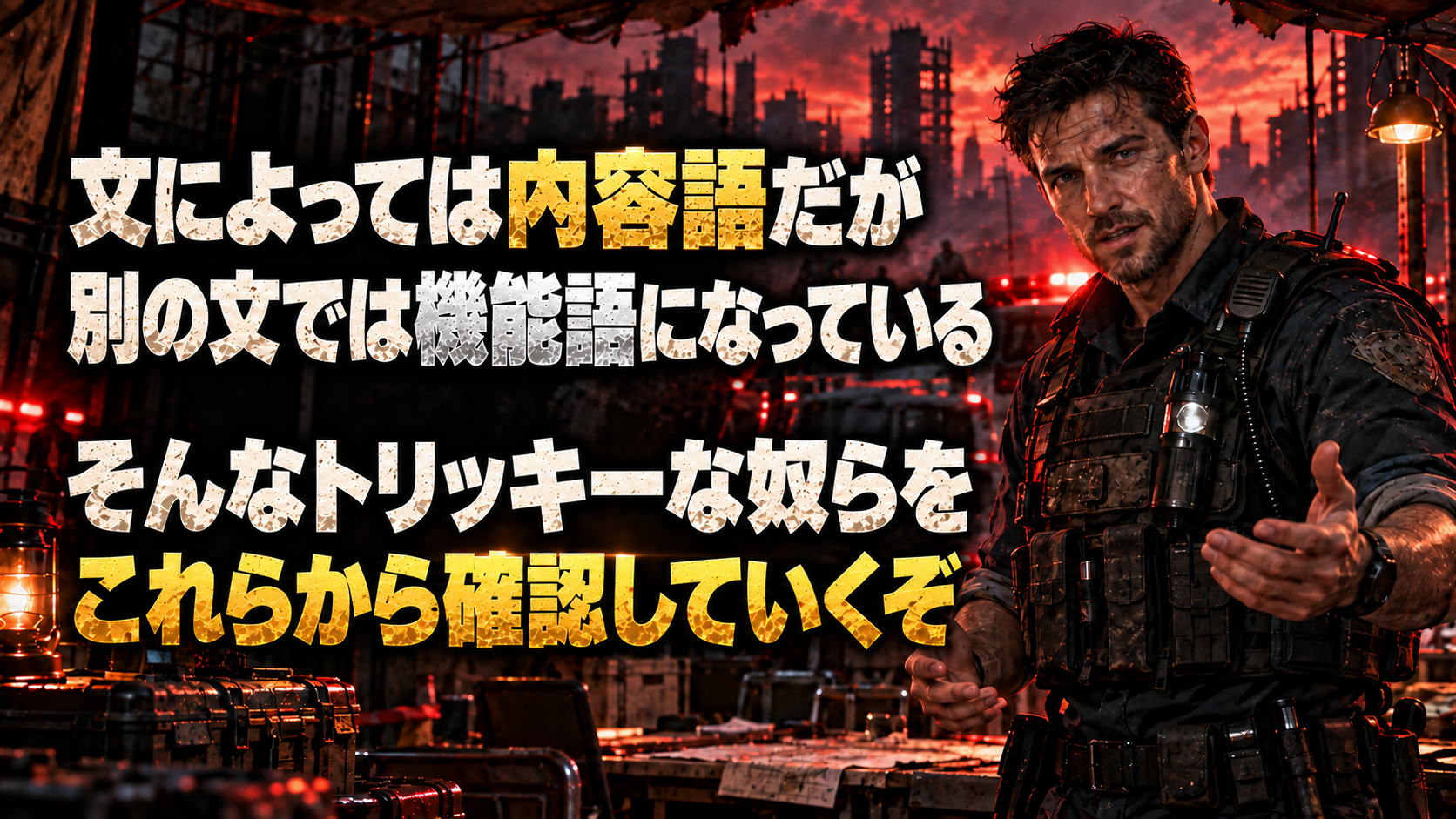 文によっては内容語だが / 別の文では機能語になっている / そんなトリッキーな奴らを / これらから確認していくぞ